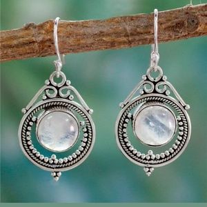 Beautiful moonstone style fishhook earrings